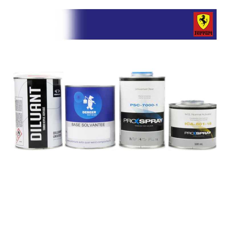 Kit Peinture Ferrari bi-couches solvantée +  Kit Vernis