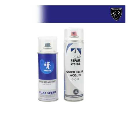Kit Aérosol Peinture Peugeot bi-couches solvantée avec vernis