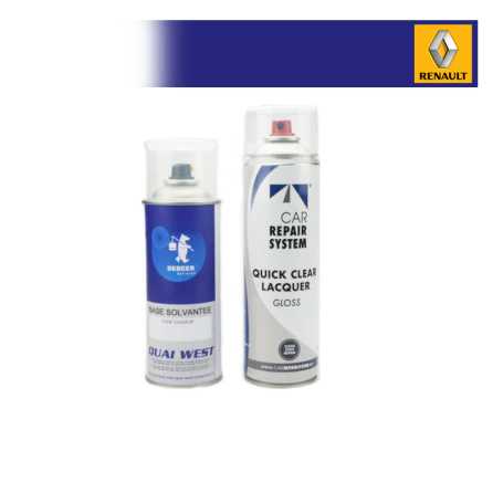 Kit Aérosol Peinture Renault bi-couches solvantée avec vernis